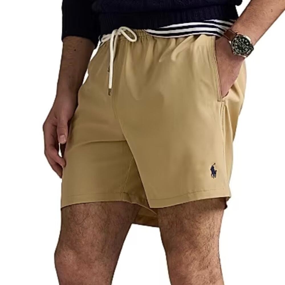 Polo Ralph Lauren Logo Drawstring Swim Trunk Shorts size XL beige